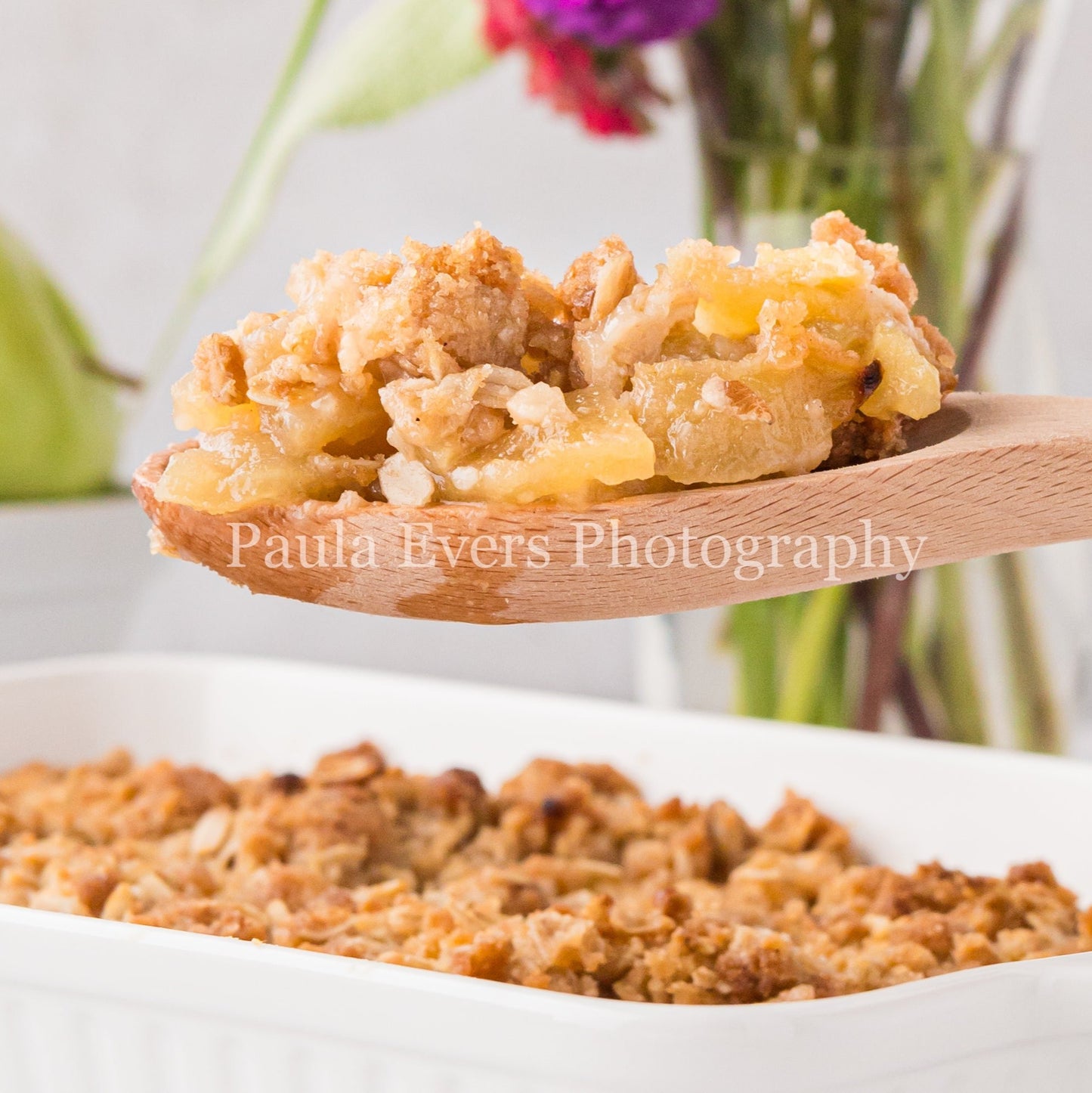 Apple Crisp with Caramel Sauce