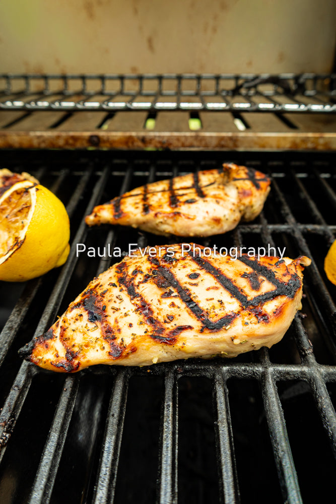 Grilled Rosemary Chicken over Grits and Spinach