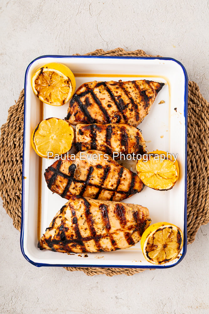 Grilled Rosemary Chicken over Grits and Spinach