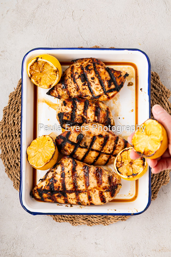 Grilled Rosemary Chicken over Grits and Spinach