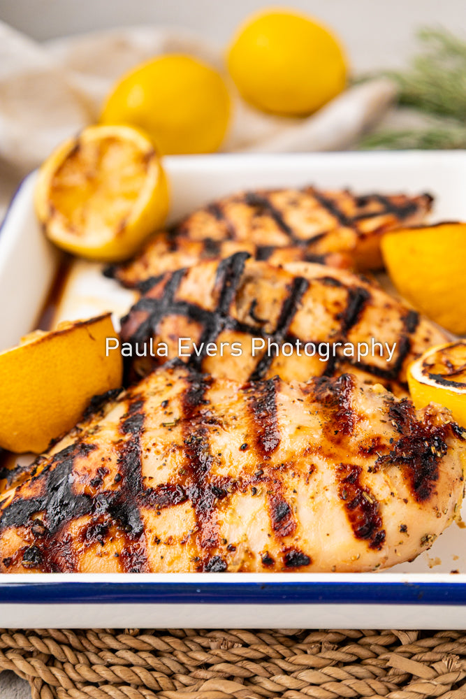 Grilled Rosemary Chicken over Grits and Spinach
