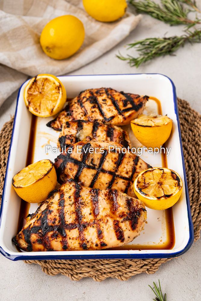 Grilled Rosemary Chicken over Grits and Spinach