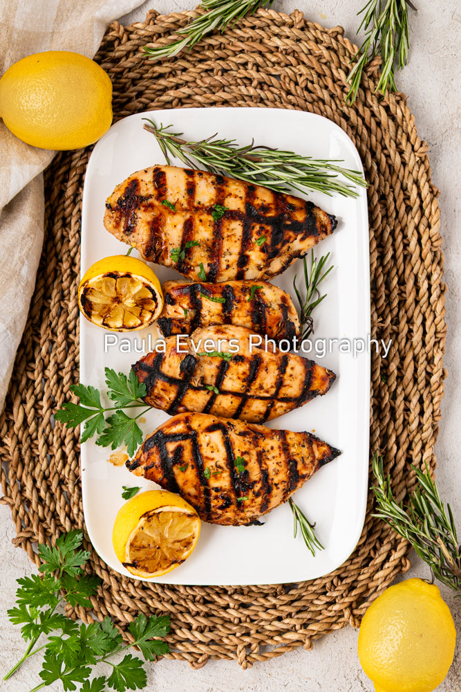 Grilled Rosemary Chicken over Grits and Spinach
