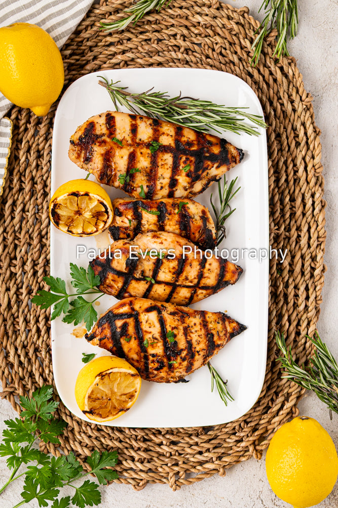 Grilled Rosemary Chicken over Grits and Spinach