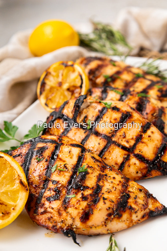 Grilled Rosemary Chicken over Grits and Spinach