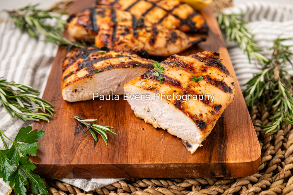 Grilled Rosemary Chicken over Grits and Spinach
