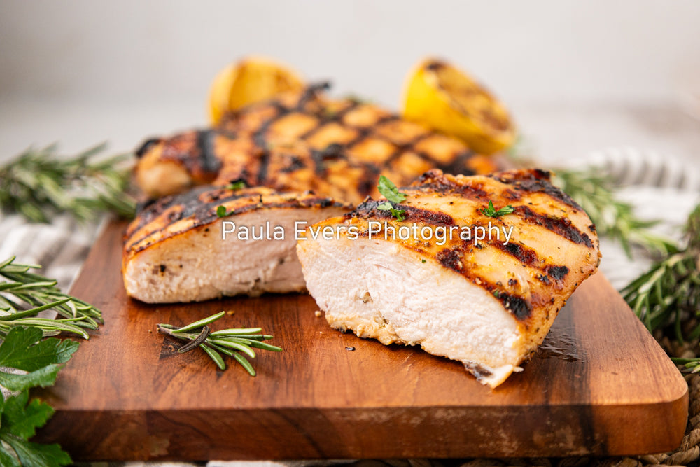 Grilled Rosemary Chicken over Grits and Spinach