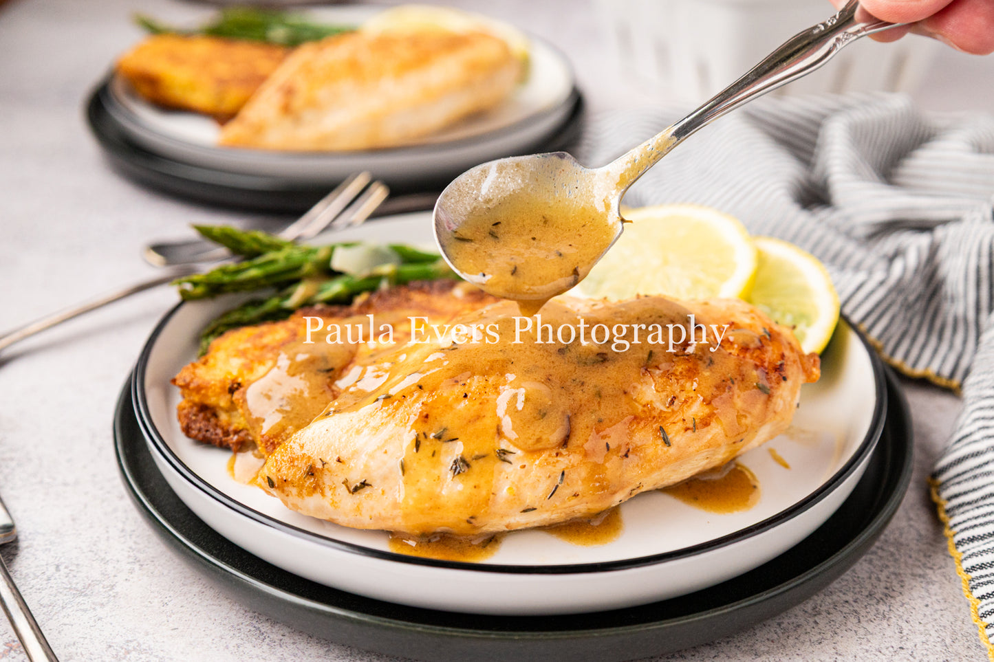 Lemon Chicken with Dijon Mustard on Corn Fritters