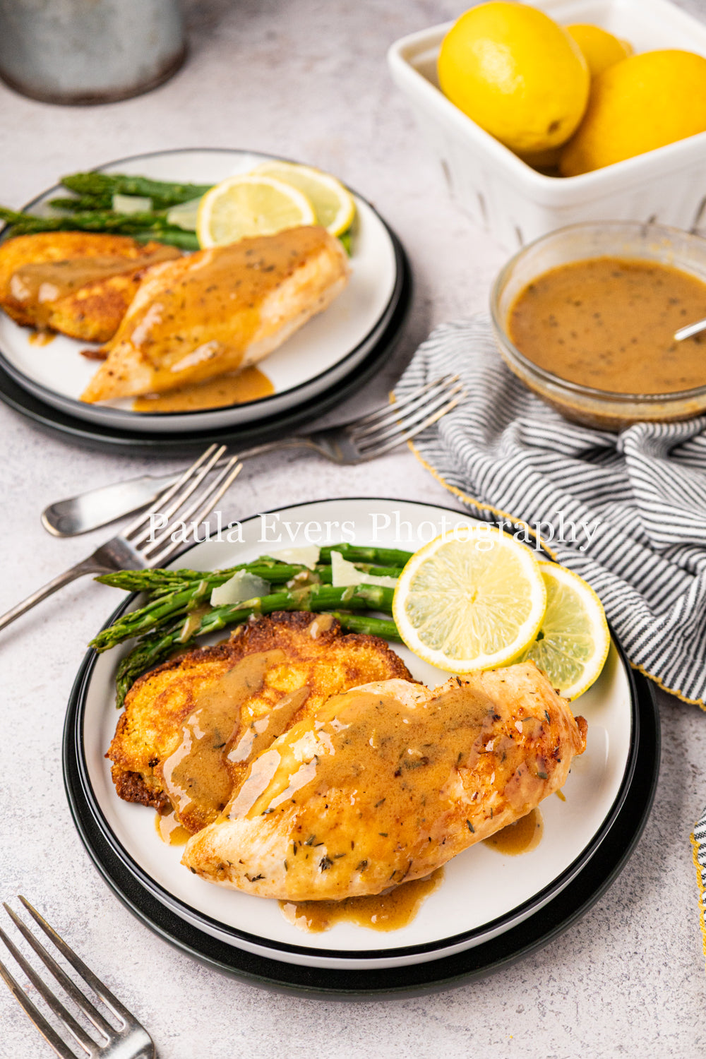 Lemon Chicken with Dijon Mustard on Corn Fritters