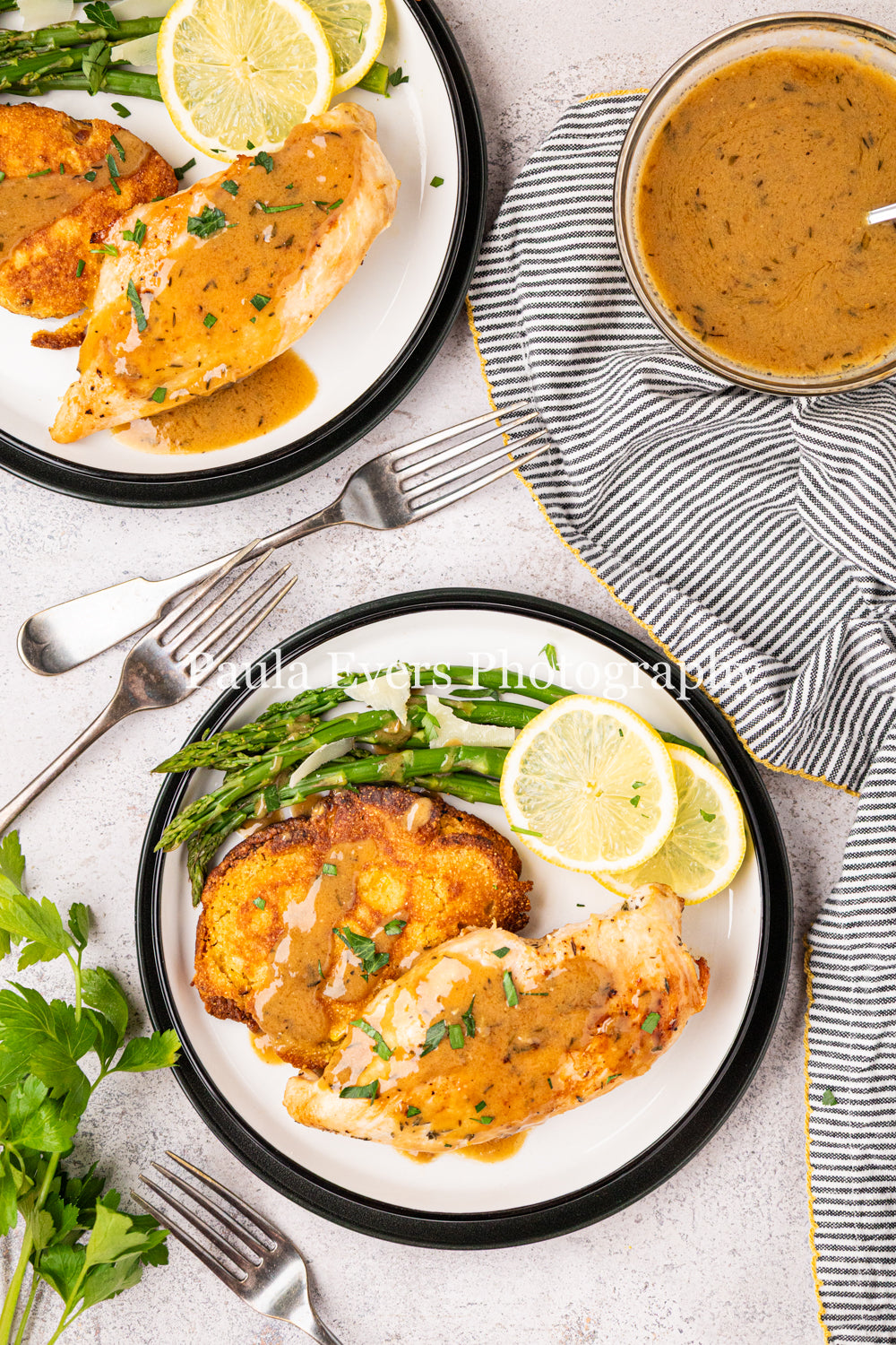 Lemon Chicken with Dijon Mustard on Corn Fritters
