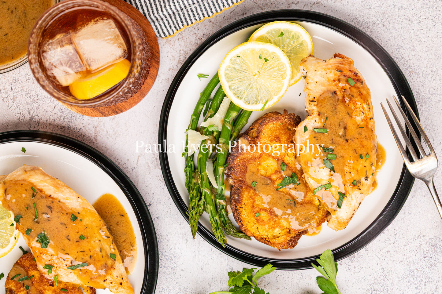 Lemon Chicken with Dijon Mustard on Corn Fritters