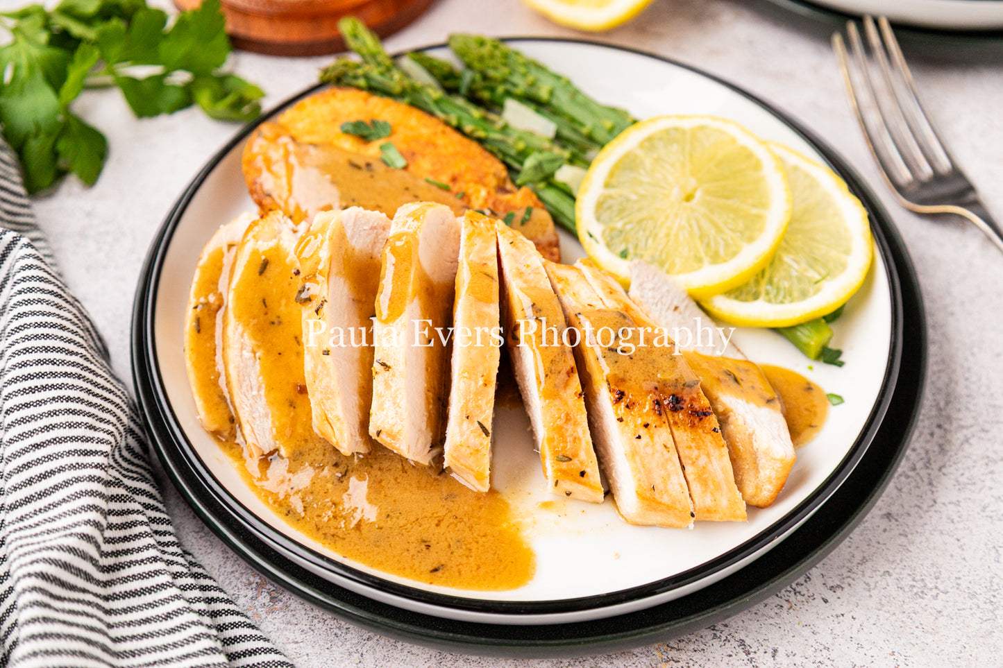 Lemon Chicken with Dijon Mustard on Corn Fritters