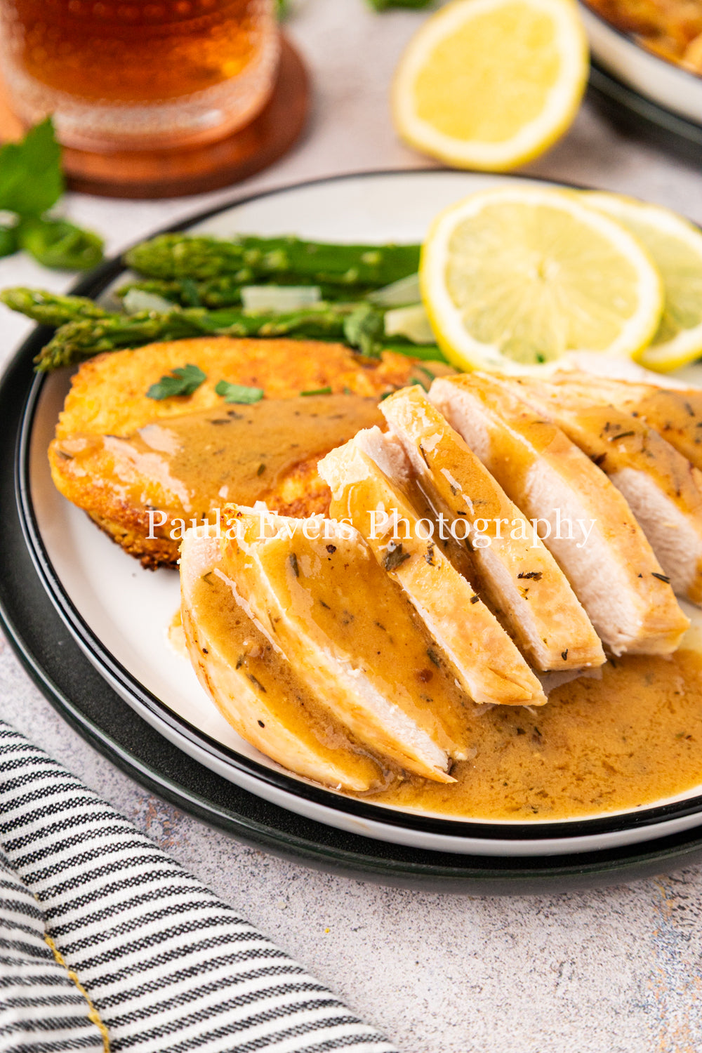 Lemon Chicken with Dijon Mustard on Corn Fritters