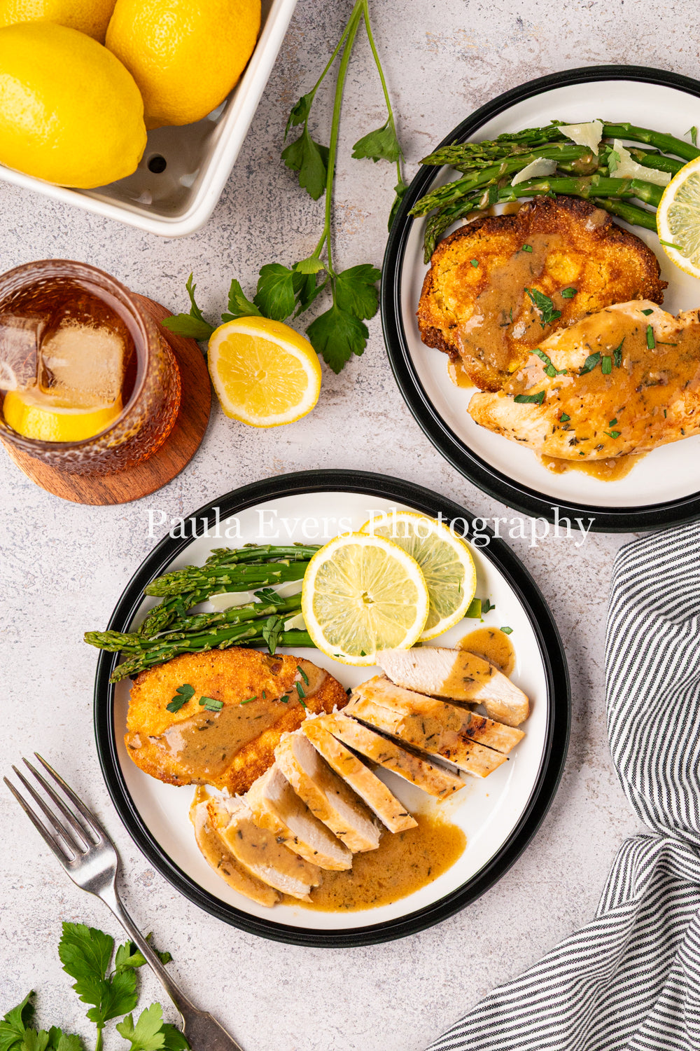 Lemon Chicken with Dijon Mustard on Corn Fritters