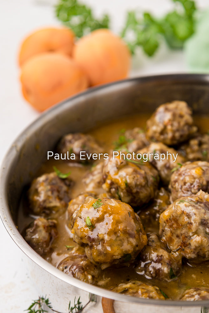 Spiced Pork Meatballs with Apricot Wine Sauce (aka Apricot Meatballs)
