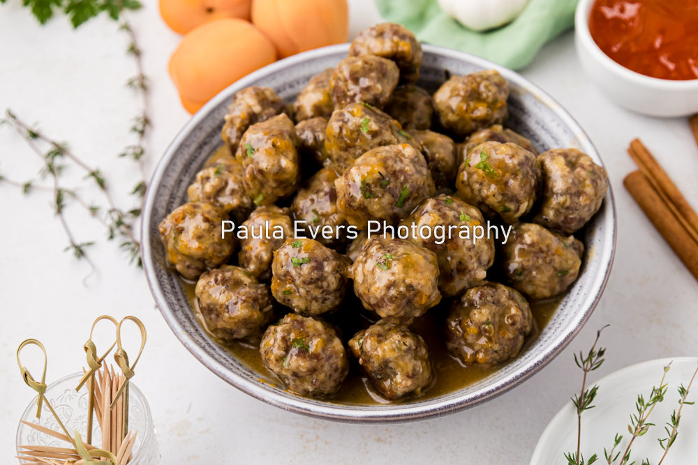 Spiced Pork Meatballs with Apricot Wine Sauce (aka Apricot Meatballs)