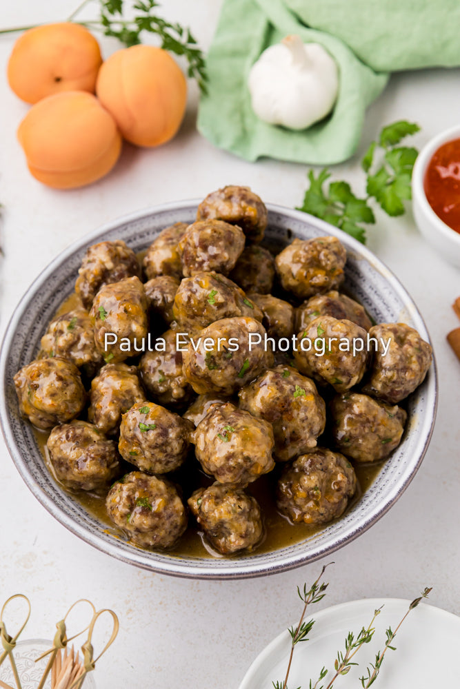 Spiced Pork Meatballs with Apricot Wine Sauce (aka Apricot Meatballs)