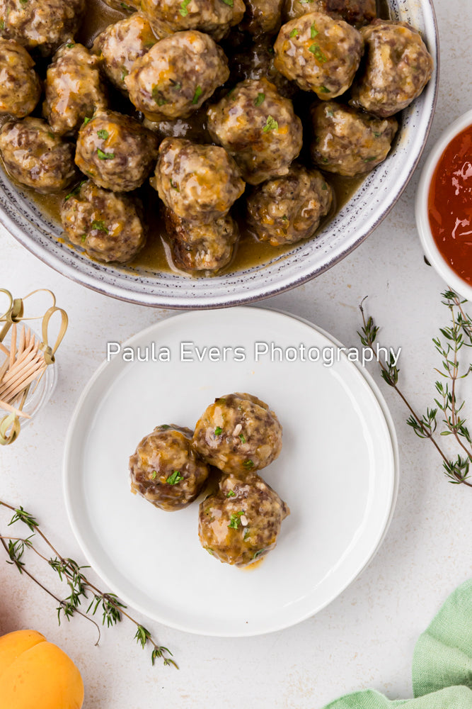 Spiced Pork Meatballs with Apricot Wine Sauce (aka Apricot Meatballs)