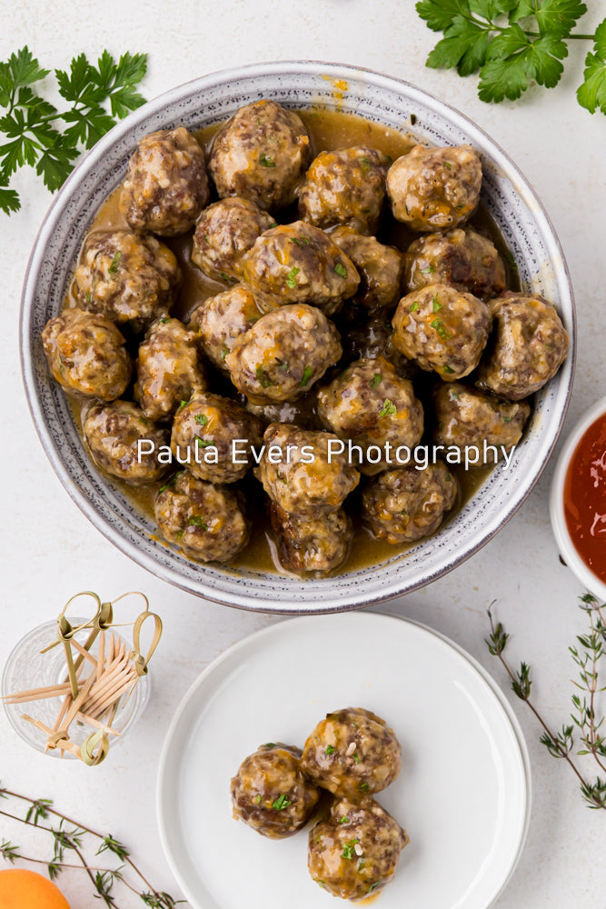 Spiced Pork Meatballs with Apricot Wine Sauce (aka Apricot Meatballs)
