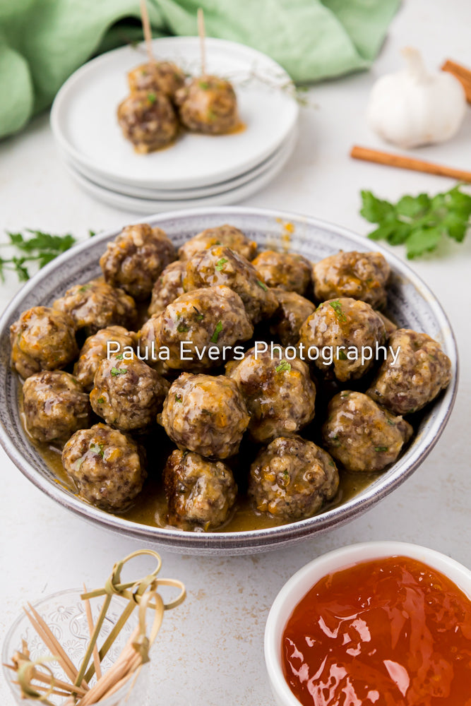 Spiced Pork Meatballs with Apricot Wine Sauce (aka Apricot Meatballs)