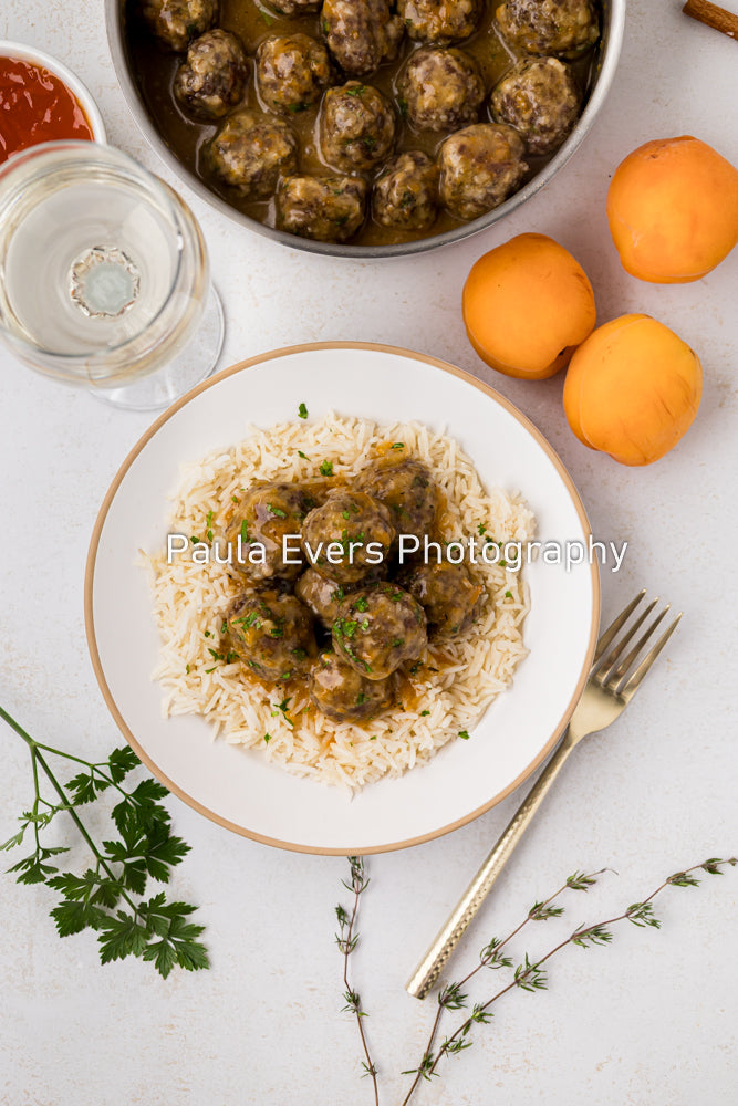 Spiced Pork Meatballs with Apricot Wine Sauce (aka Apricot Meatballs)