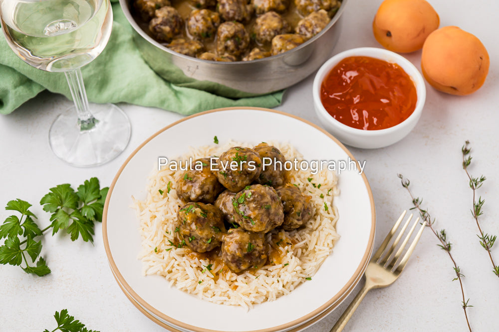 Spiced Pork Meatballs with Apricot Wine Sauce (aka Apricot Meatballs)