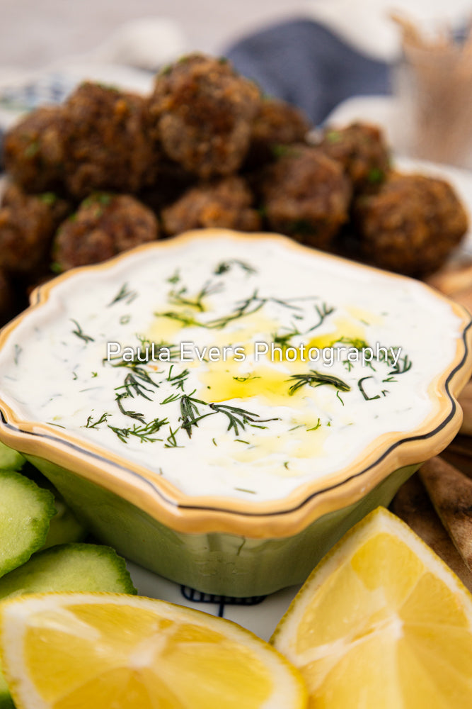 Spicy Pork Meatballs with Tzatziki Sauce