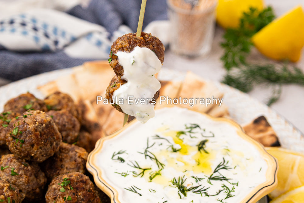 Spicy Pork Meatballs with Tzatziki Sauce