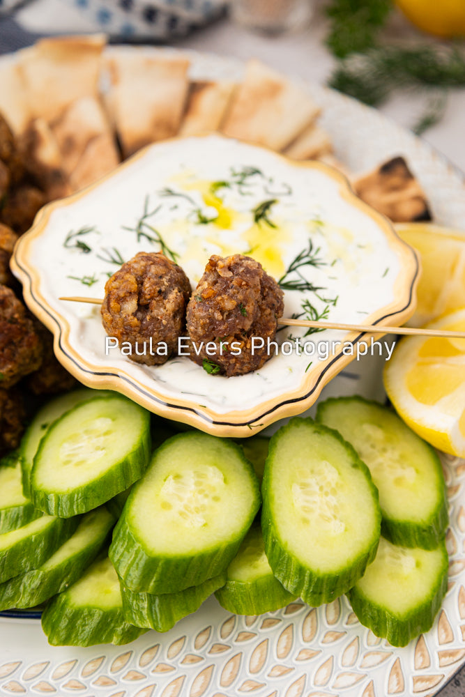 Spicy Pork Meatballs with Tzatziki Sauce