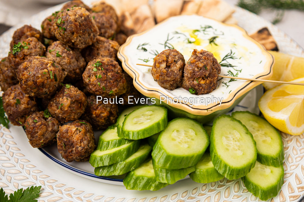 Spicy Pork Meatballs with Tzatziki Sauce