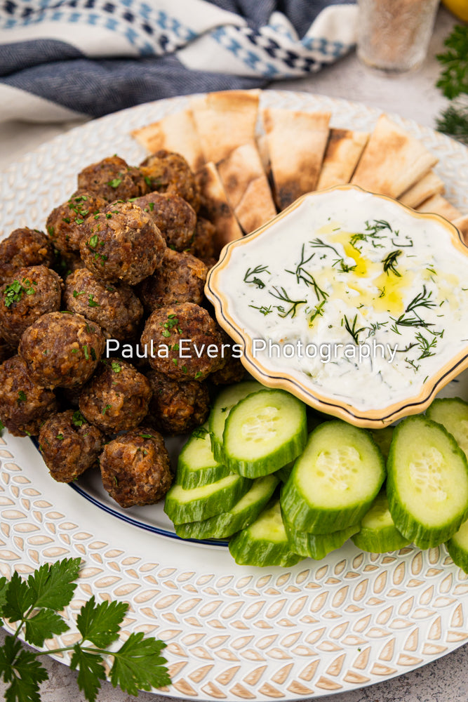 Spicy Pork Meatballs with Tzatziki Sauce