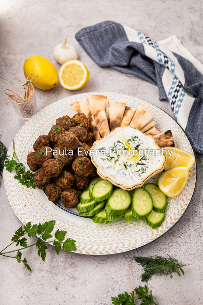 Spicy Pork Meatballs with Tzatziki Sauce