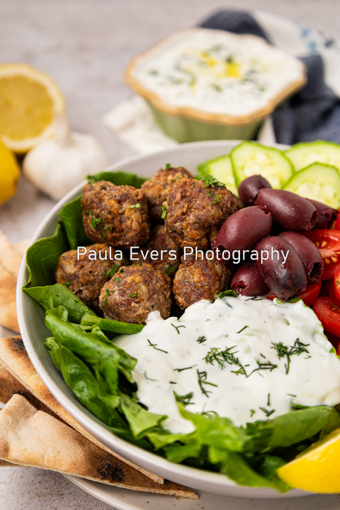 Spicy Pork Meatballs with Tzatziki Sauce