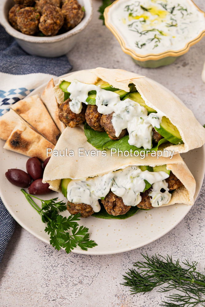 Spicy Pork Meatballs with Tzatziki Sauce