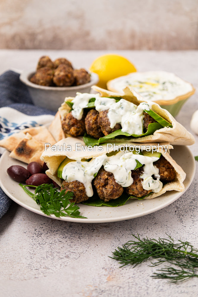 Spicy Pork Meatballs with Tzatziki Sauce