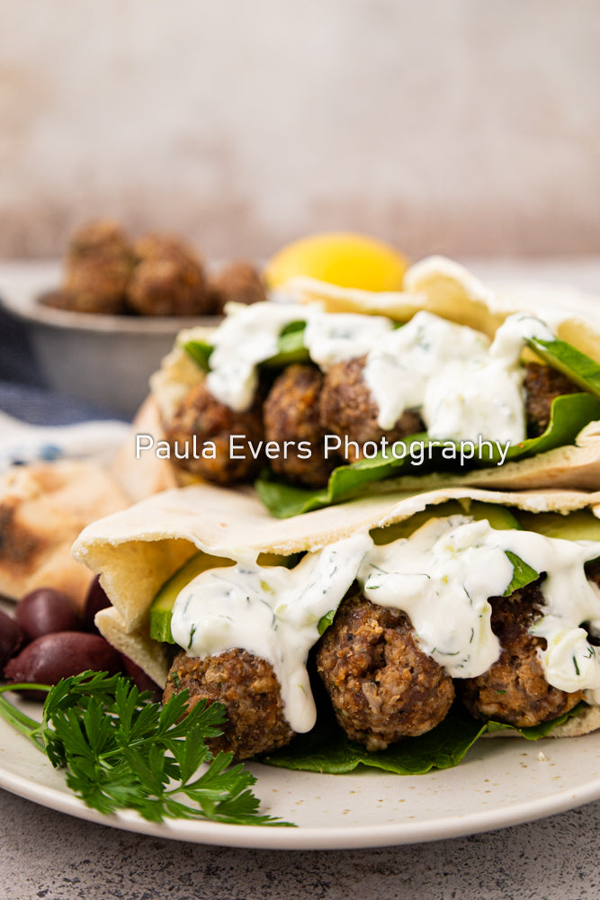Spicy Pork Meatballs with Tzatziki Sauce